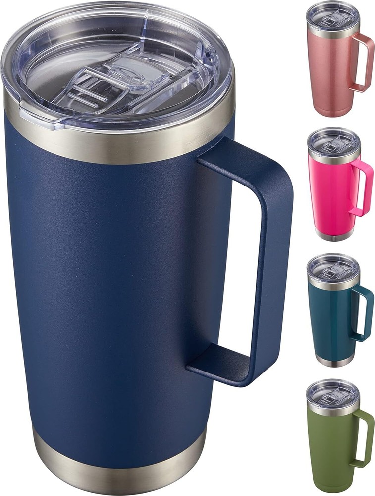 20 Oz Tumbler Mug With Lid And Straw Insulated Travel Coffee Mug With Handle Dou