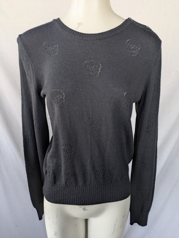 See By Chloe Black Skull Crewneck Sweater Made In Italy Size M/L  