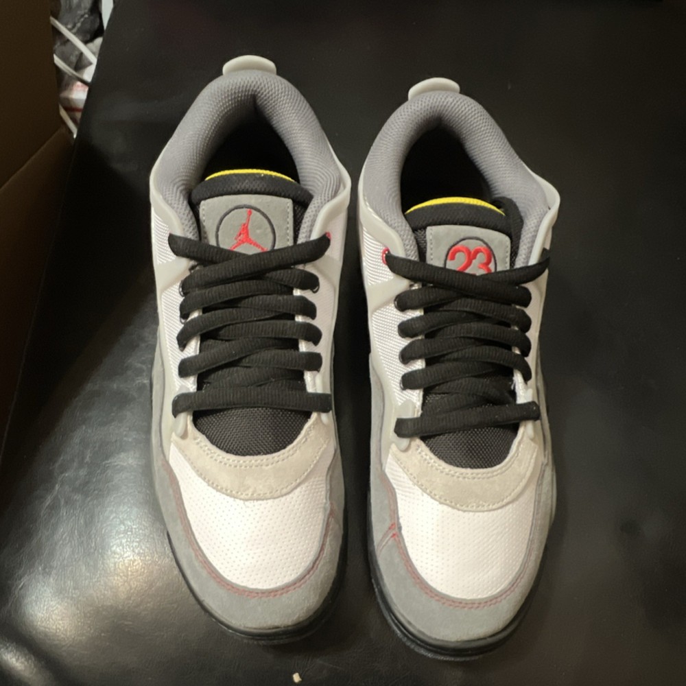 Jordan Air Jordan 4 Retro Men's Leather Sneakers Gray White Black Yellow Red