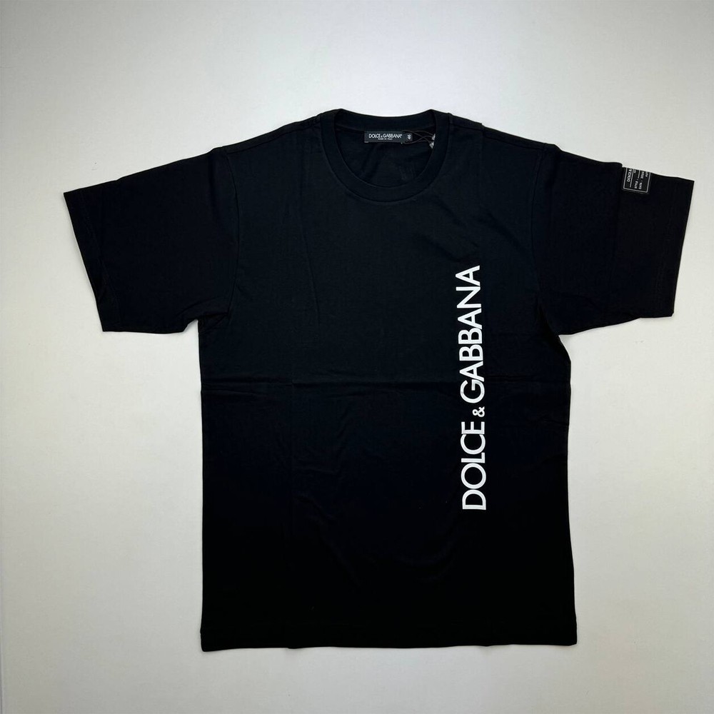 Dolce & Gabbana Men Vertical Logo T-Shirt Short Sleeves Black