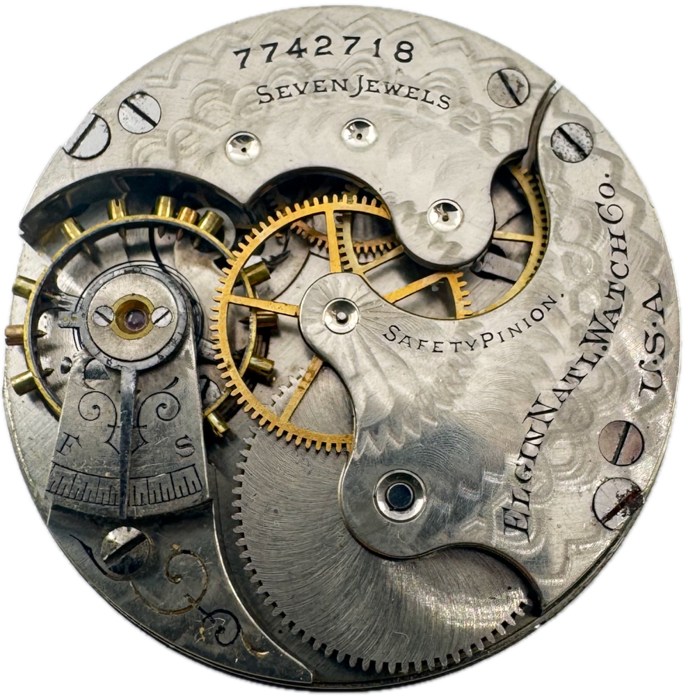 Antique 6s 1899 Elgin 7 Jewel Mechanical Hunter Pocket Watch Movement 175 USA