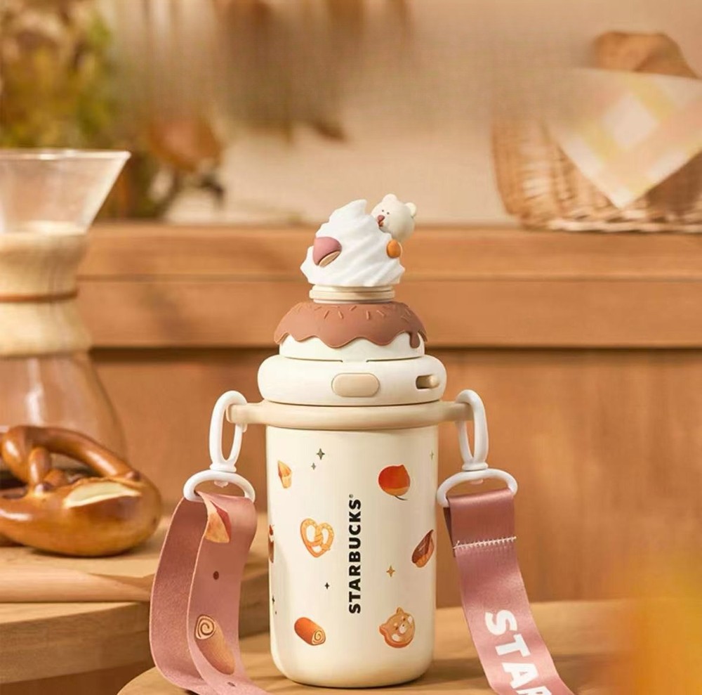 NEW 2025 China Starbucks Dessert Story 15oz Double Drink SS Tumbler With Belt