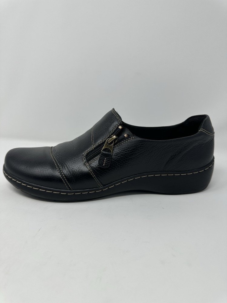 Clarks Cora Harbour Loafers Women's Size 11W Black Leather Slip On Shoes Casual