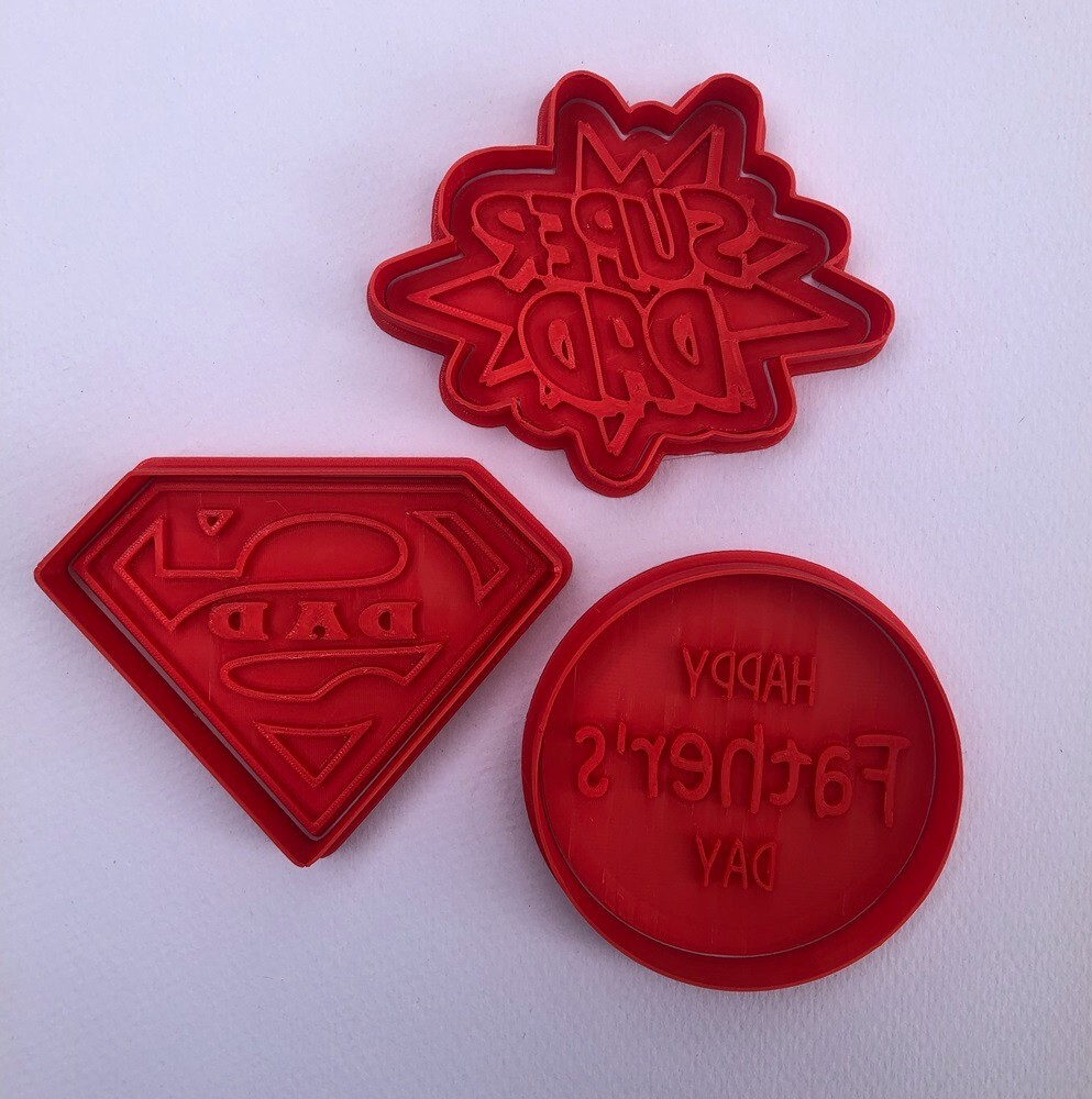 Superhero Dad Father's Day Cookie Cutter Fondant Stamp Set for Superman Theme-image