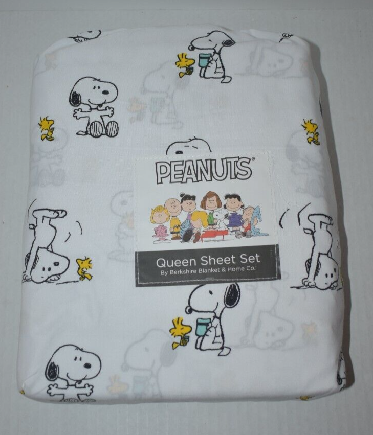 Snoopy and Woodstock Coffee Pattern Queen Sheet Set