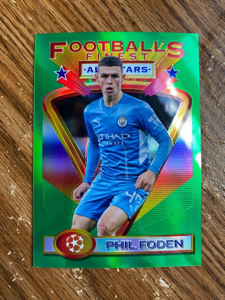 2021-22 Topps Finest Flashbacks UEFA Phil Foden Jumbo Box Topper Refractor Card #47