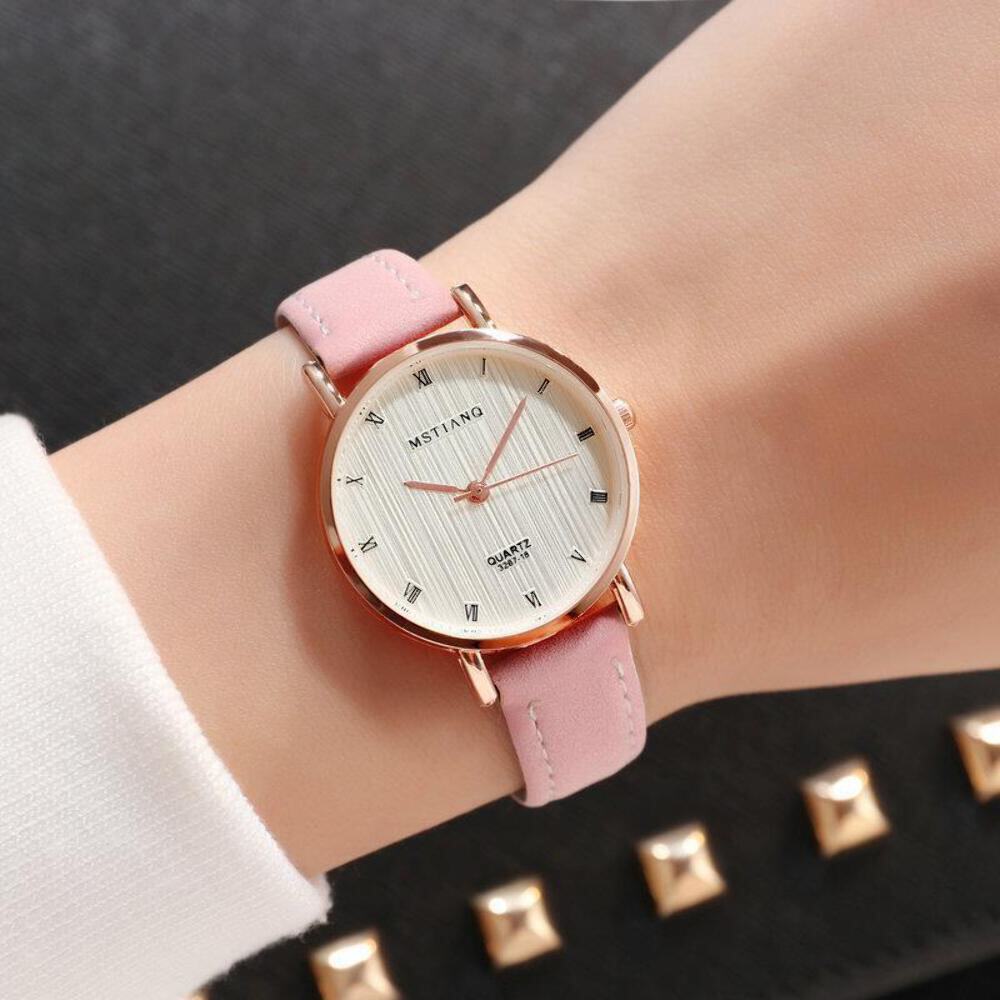 Ladies Casual Quartz Watch with Imitation Leather Strap - Stylish Couple Timepie