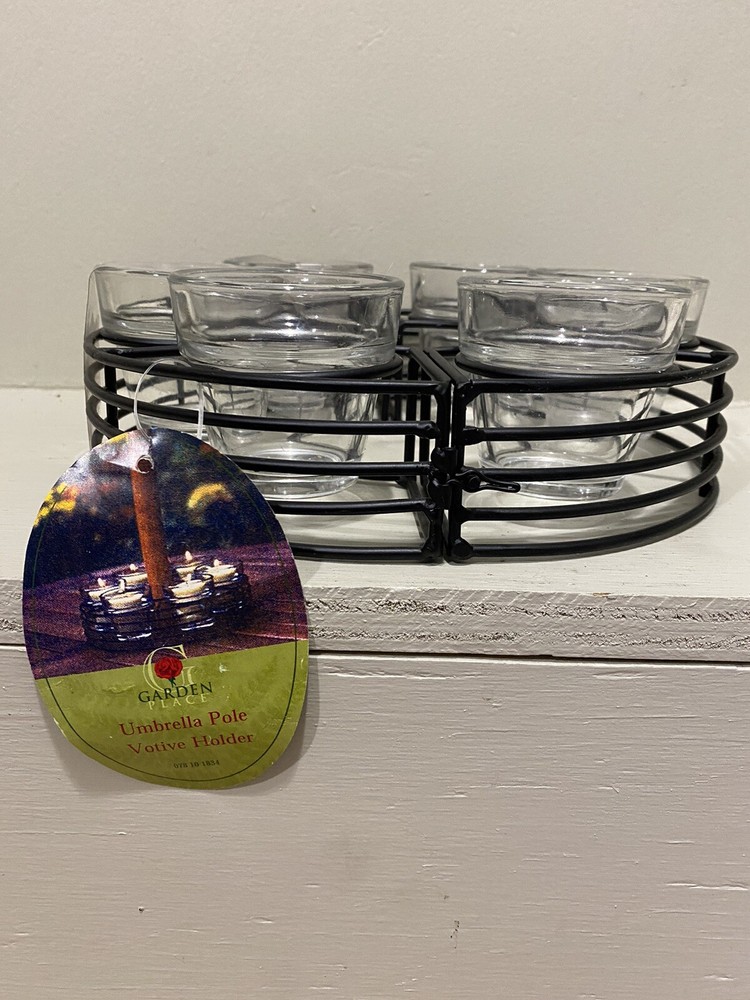 New Metal Circular Votive Candle Holder for Patio Umbrellas Outside Decor