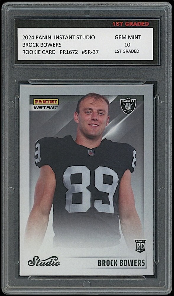 Brock Bowers 2024 Panini Instant Studio 1st Graded 10 NFL Rookie Card RC Raiders