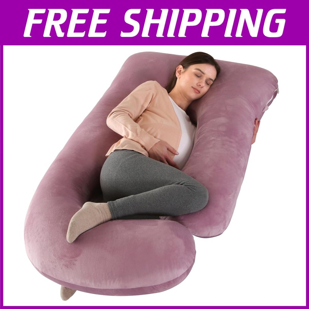 Elegant 57in U-Shaped Maternity Pillow with Removable Support Cover