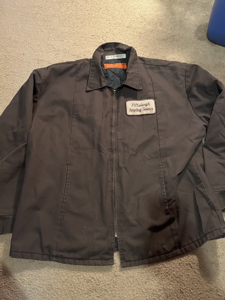 Vintage Pittsburgh Recycling Service Brown Zip Up Workwear Jacket XL Made USA