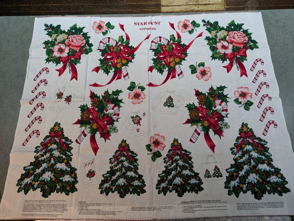Vintage Christmas Applique Cranston VIP Panel Cotton Fabric STAR DUST Holiday