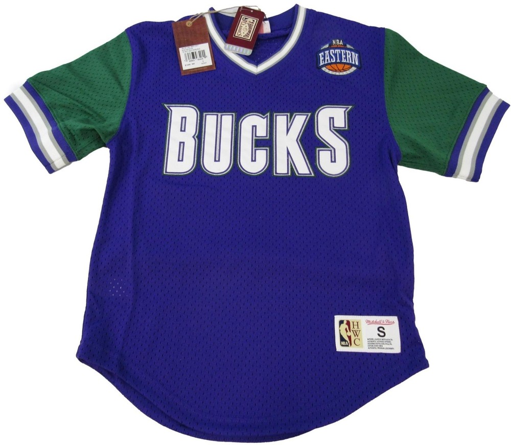 Milwaukee Bucks Men Sizes Mitchell & Ness V-Neck Eastern Conference Jersey $100