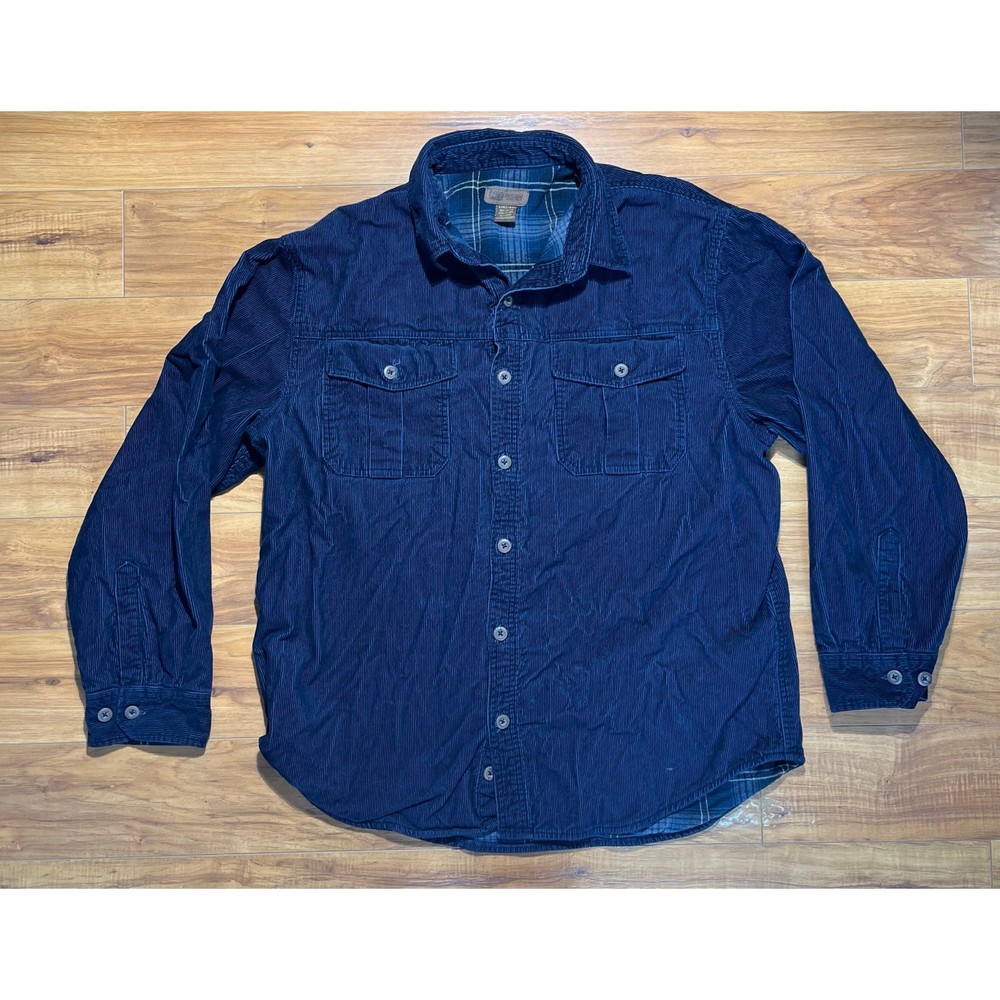 Vintage Blue Flannel-Lined Corduroy Chore Jacket for Men Size Large