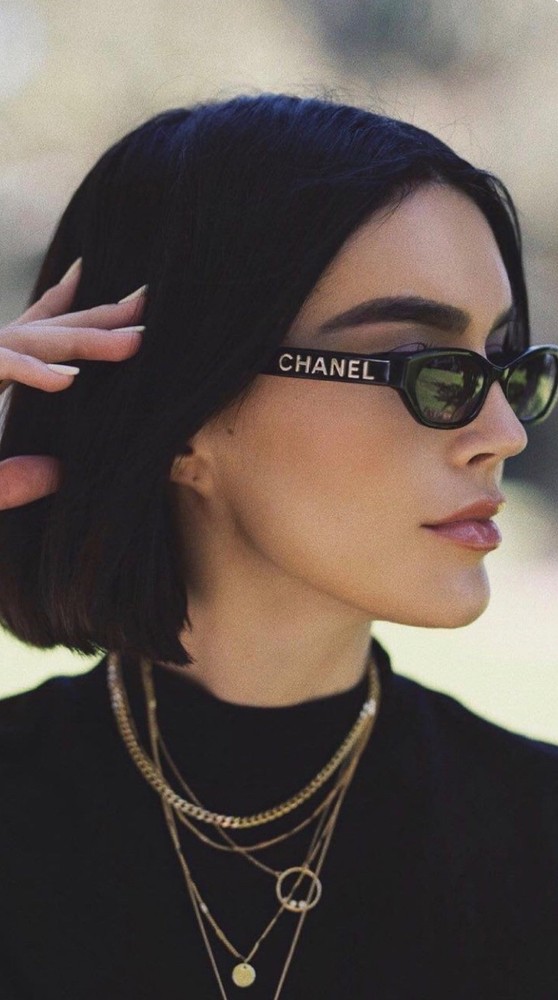CHANEL A71280 SUNGLASSES BLACK/GRAY LENS w limestones SHIPS TODAY!