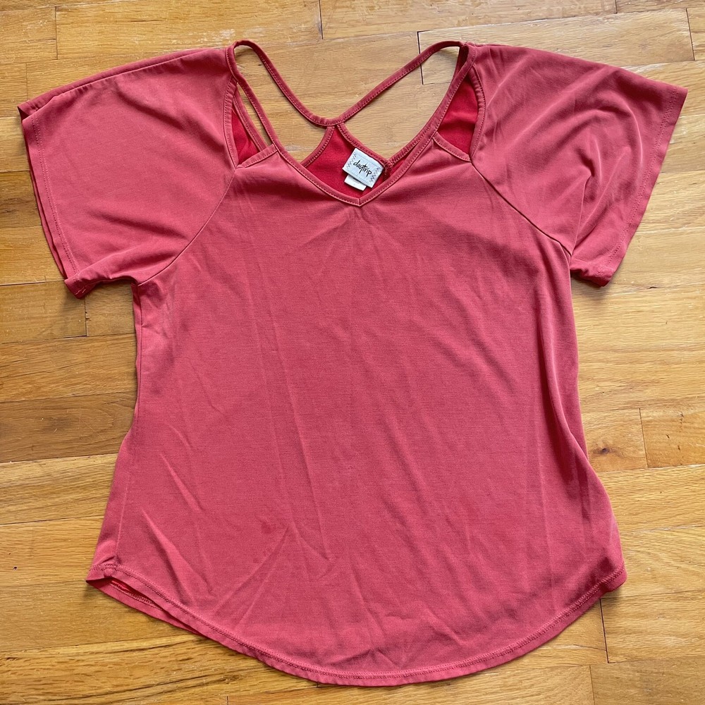 Casual Criss Cross Back Blouse for Women - Short Sleeve Buckle Shirt Small