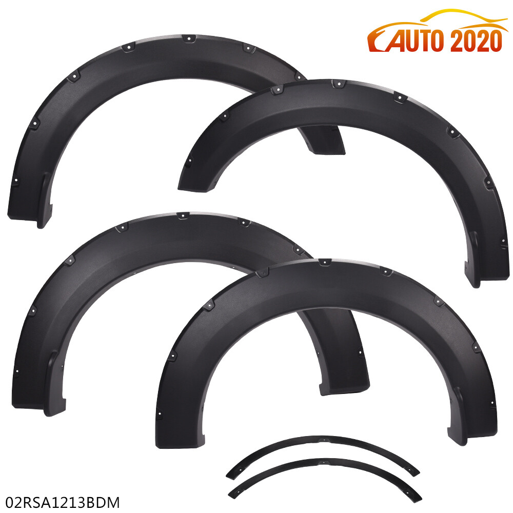 Fit For 15-17 Ford F150 Textured Pocket-Rivet Wheel Fender Flares Black
