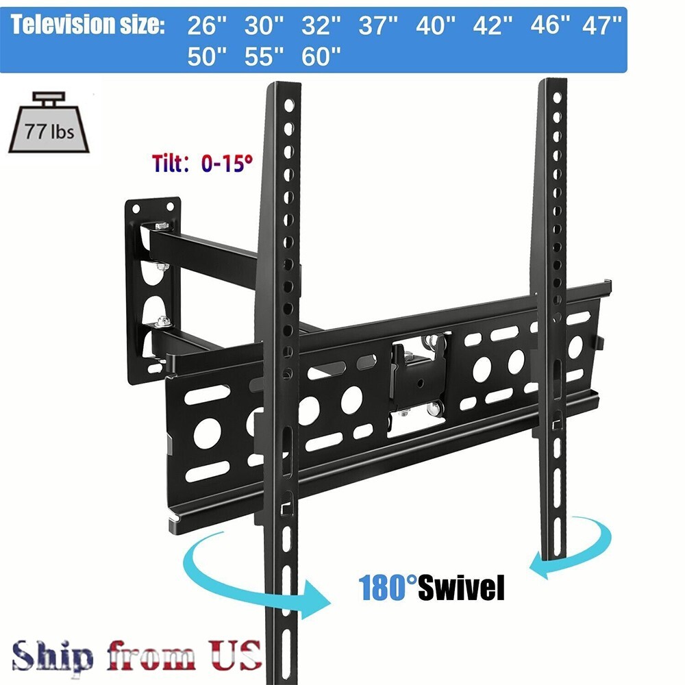 FULL MOTION LCD LED TV WALL MOUNT BRACKET SWIVEL TILT 26 32 40 42 43 47 50 55