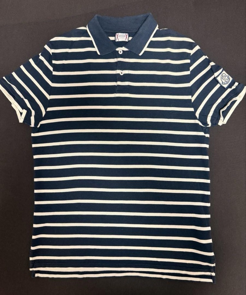 Moncler Gum Blue Short Sleeve Polo Shirt Border