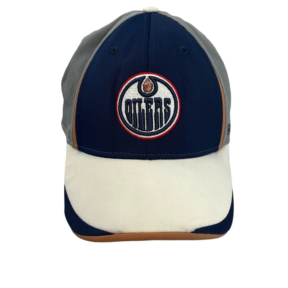 Reebok Edmonton Oilers Fitted Blue Gray NHL Hockey Cap Hat Small