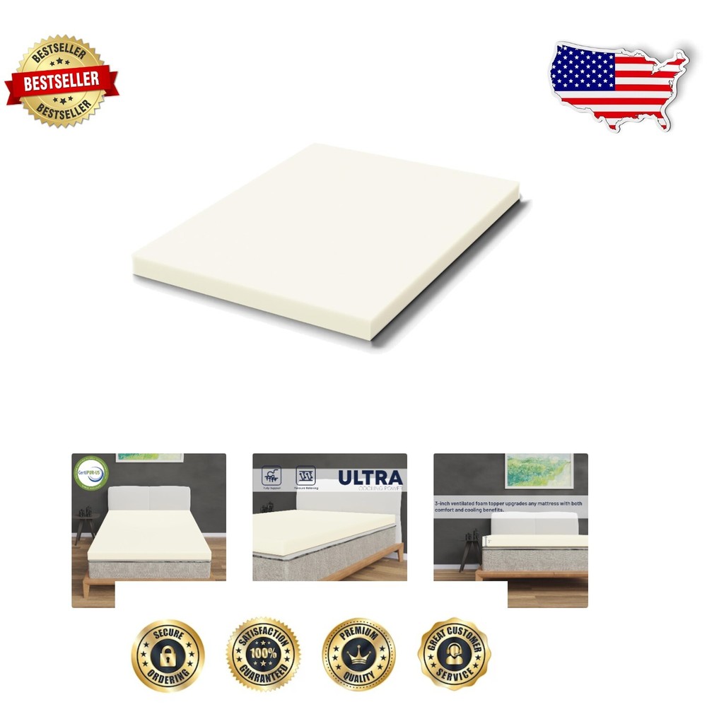 3-Inch High-Density Foam Mattress Topper, CertiPUR Certified for Comfort - Twin