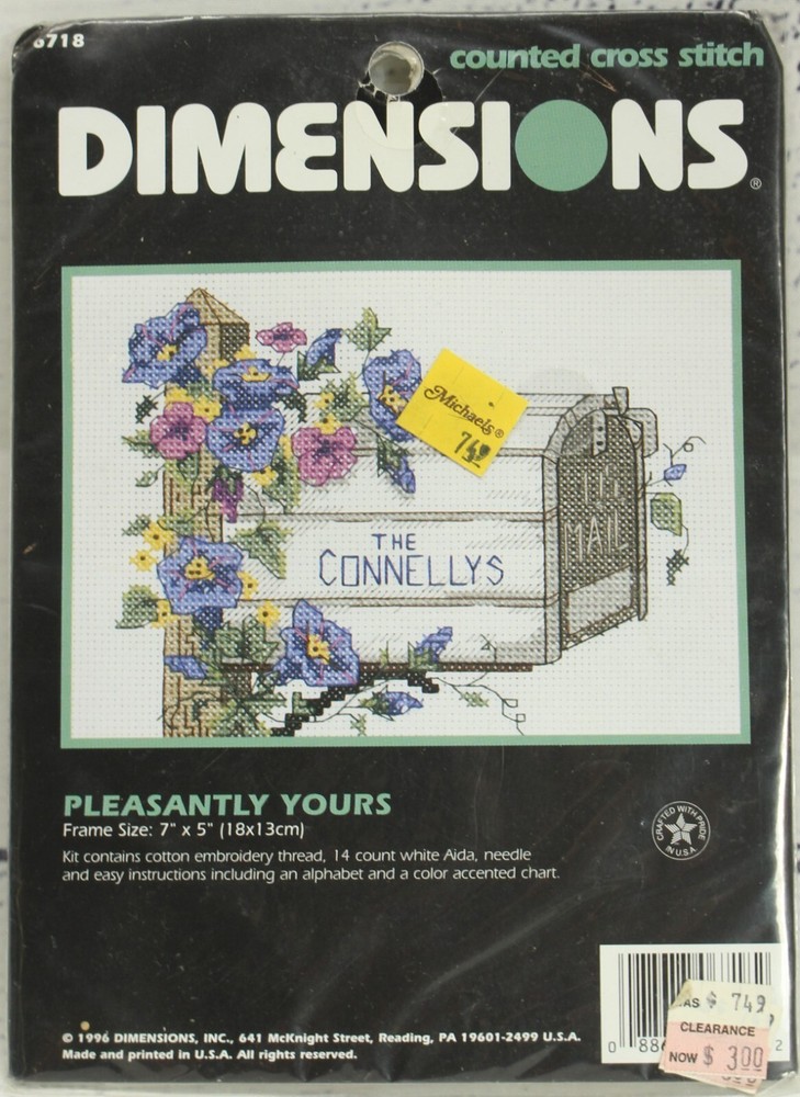 Dimensions 6718 Pleasantly Yours Mailbox 7x5 Cross Stitch Embroidery Kit Sealed