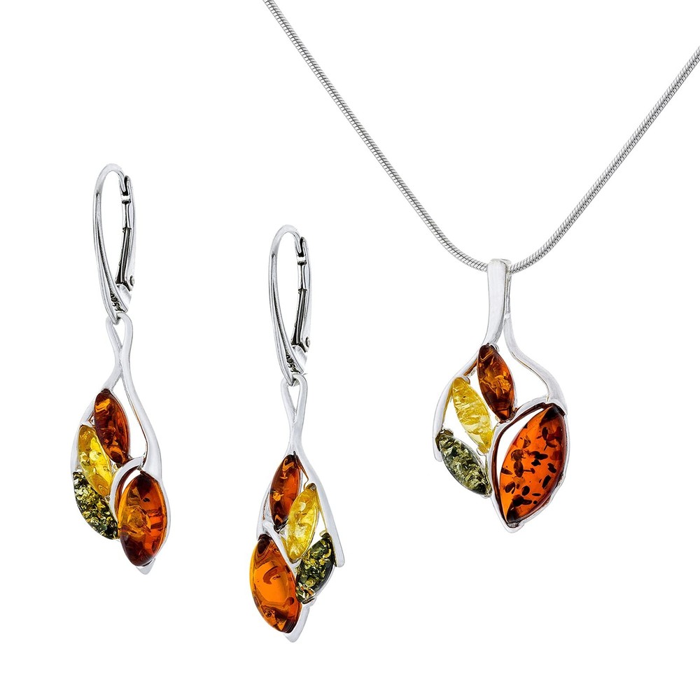 Small Women's Sabine Jewellery Set in Polished Sterling Silver with Colorful Balti Detail  