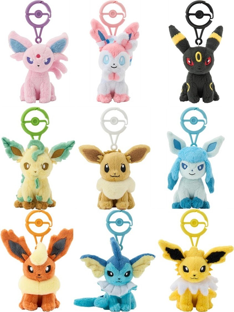 full complete Pokemon  Plush Key Chain Stuffed Toy Eevee ＆Evolutions  Japan