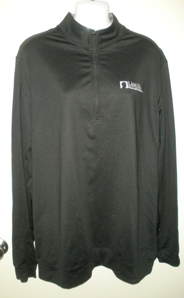 #1186 Adidas 1/4 Zip Black Jacket Mens L Jogger Track Lincoln Financial