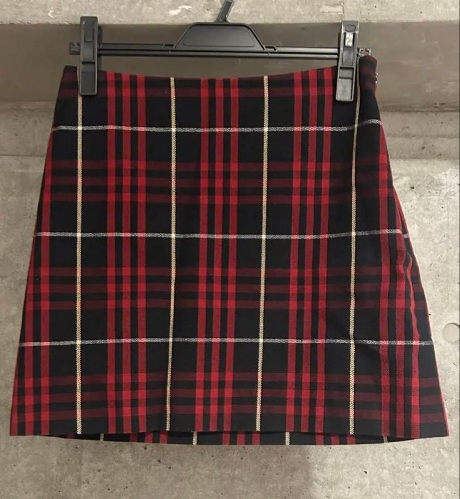 Burberry Blue Label Nova Check Mini Skirt Red Plaid Size M 38 New