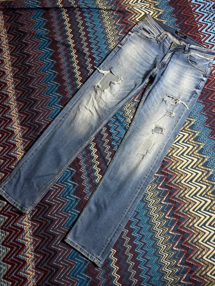 PHILIPP PLEIN Blue Denim Skinny Fit Distressed Jeans Size 32