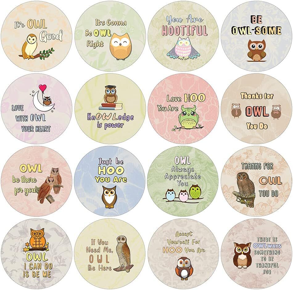 Motivational Owl Stickers (10 Sets X 16 Designs)
