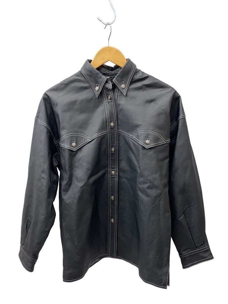 Leather Jacket Blouson/-/Pig Leather/Blk/Plain 6681