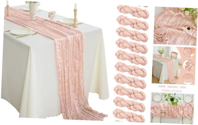 PCS Cheesecloth Table Runner 10FT Gauze Boho Rustic Table Runner 12 Dusty Pink