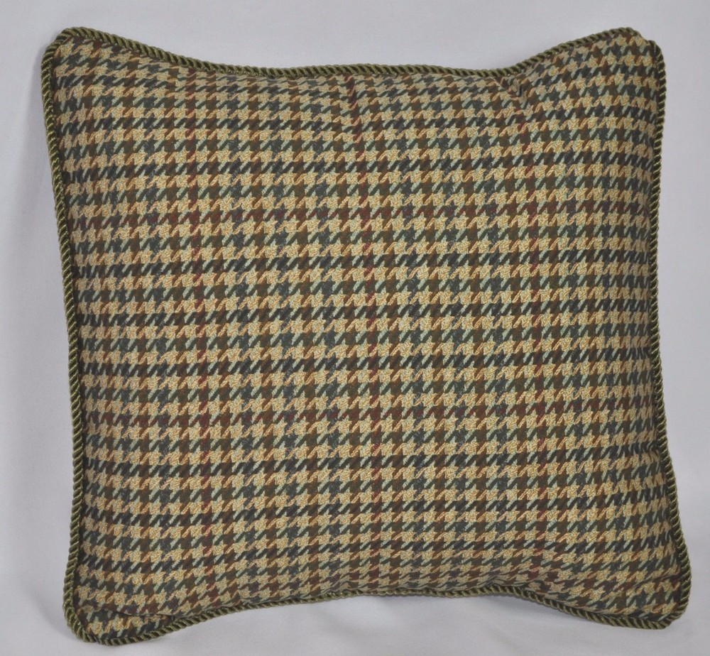 NEW Corded Pillow made w Ralph Lauren Edgefield Green Houndstooth Fabric 12