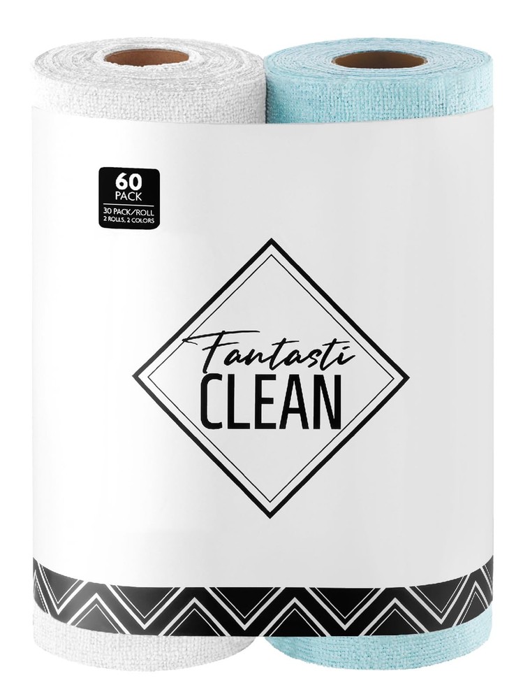 Microfiber Cleaning Cloth Roll -60 Pack, Tear Away Microfiber Towels, 12