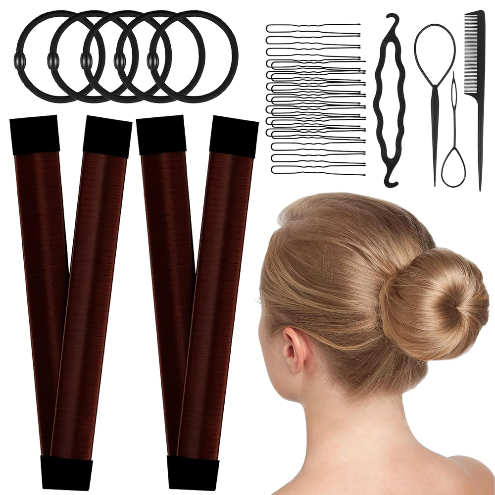 Magic Hair Bun Maker Donut 2 PCS - French Twist Hair Styling Tool Snap Roll, Hai