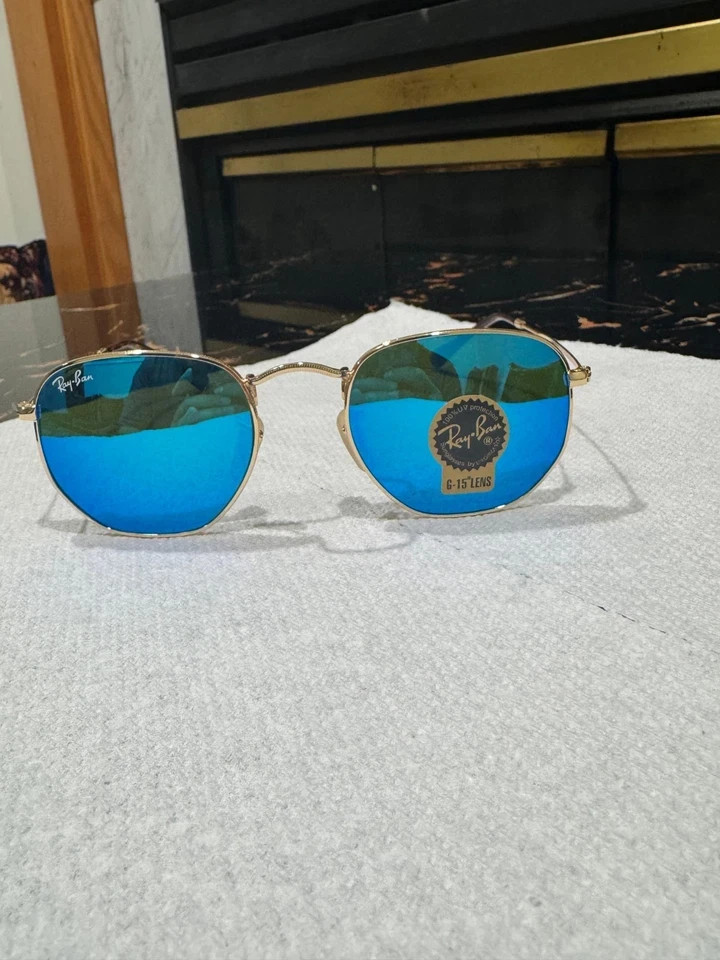 Ray-Ban RB3548 Polarized Sunglasses – Gold Frame with Blue Lenses modern style