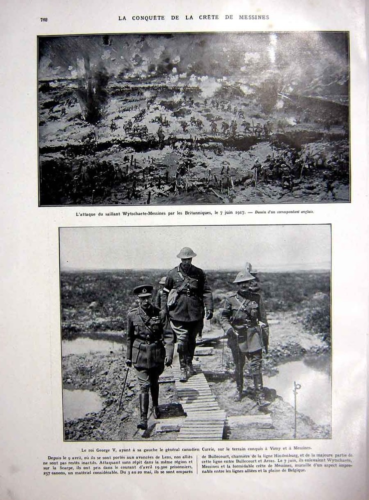 Old Vintage Print Wytschaete-Messines Battle British Vimy War Ww1 1927