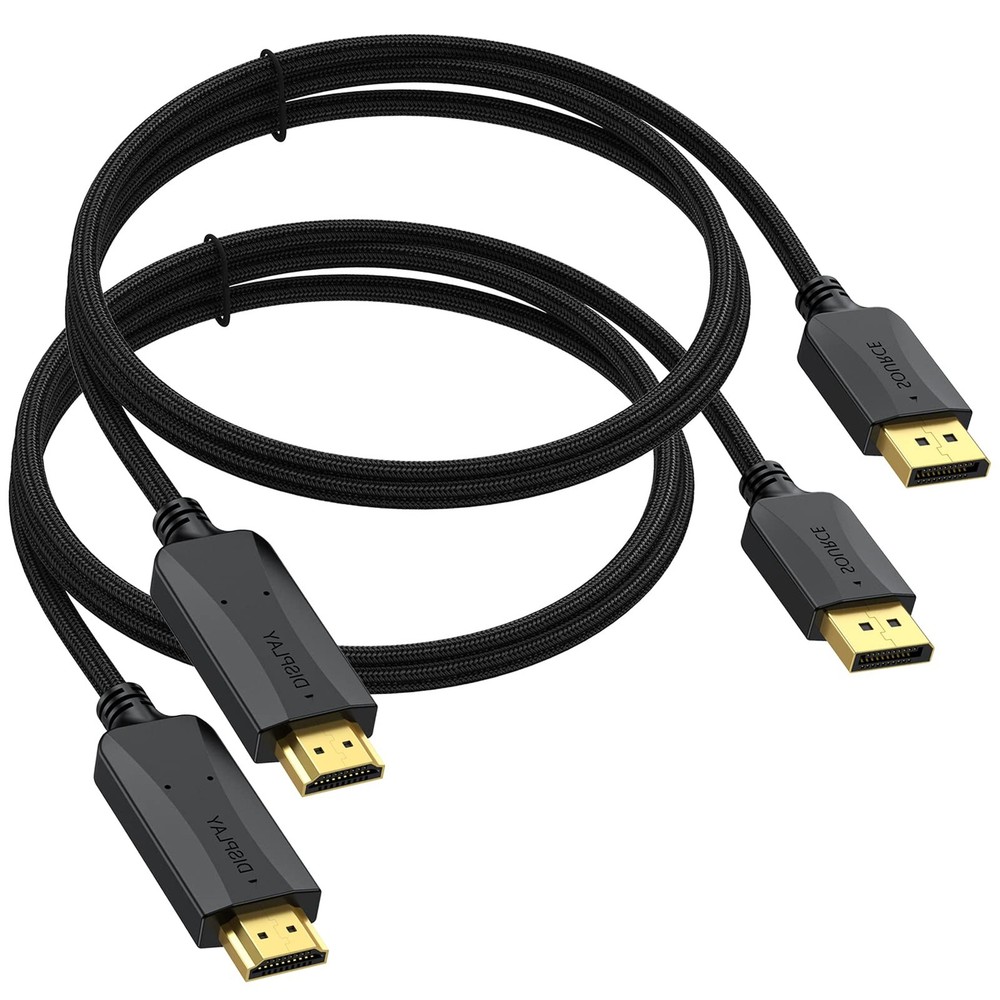 3ft Thin DisplayPort to HDMI Cable 2-Pack DP to HDMI Adapter