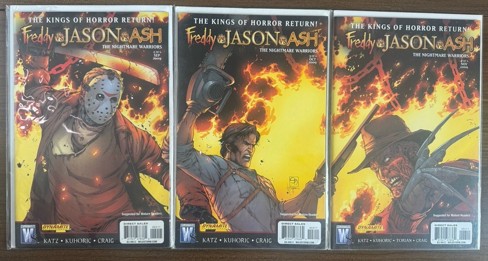 Lot Of 3 Freddy vs Jason vs Ash The Nightmare Warriors #2-4 Connecting Covers NM