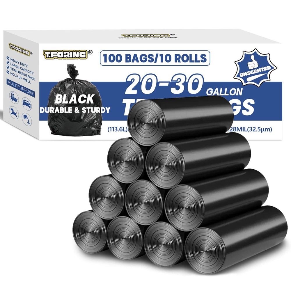 20-30 Gallon Trash Bags Black - 1.28 Mil Thick,30