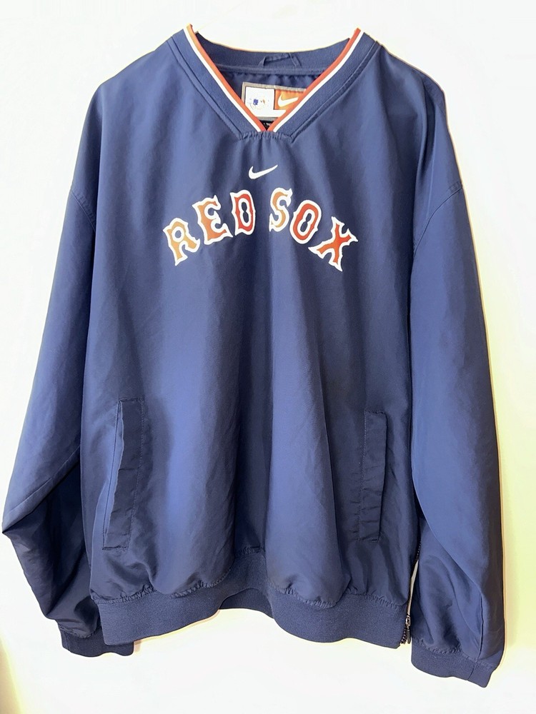 Vintage Boston Red Sox Pullover Nike Windbreaker Jacket Mens Large Navy Swoosh