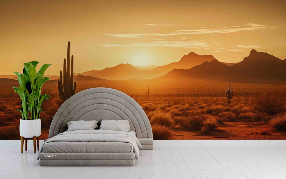 3D Desert Sunset Landscape Wall Murals Wallpaper Murals Wall Sticker