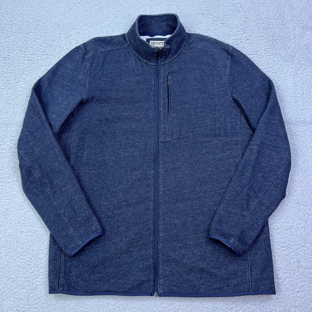Duluth Mens XLT Tall Threshold Fleece Full Zip Mock Jacket in Navy Blue Heathered