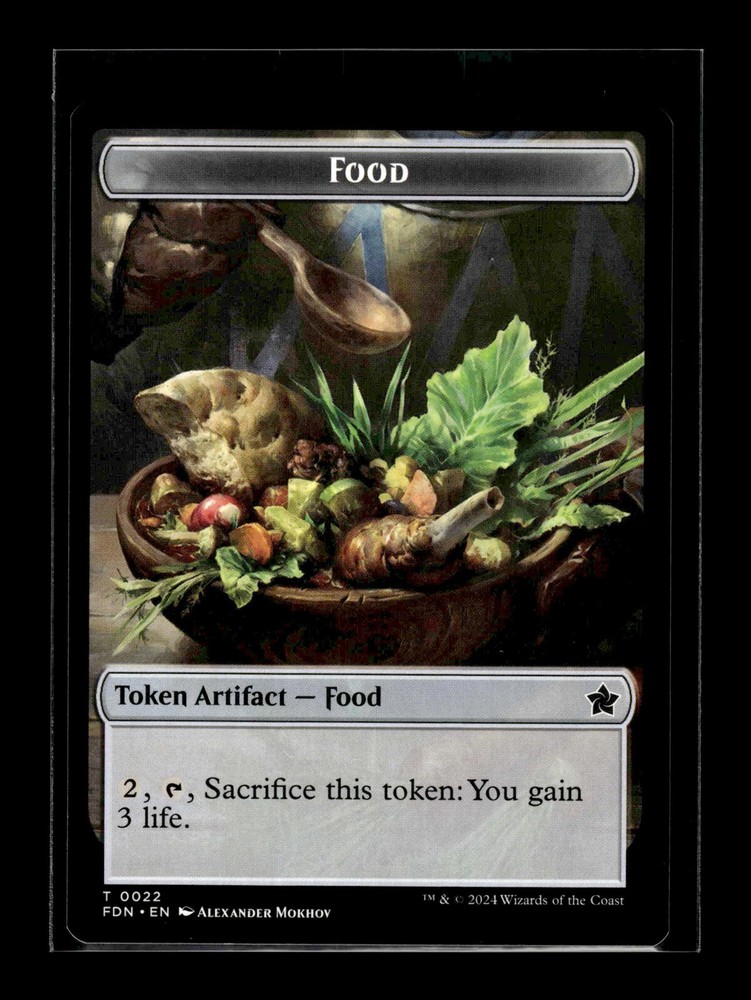 Magic: The Gathering FDN MTG Double-Sided Food Treasure Token Card NM+ 22//23