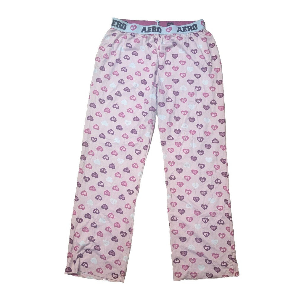 Valentines AERO 87 Heart Print Pink Pajama Pants Size Large
