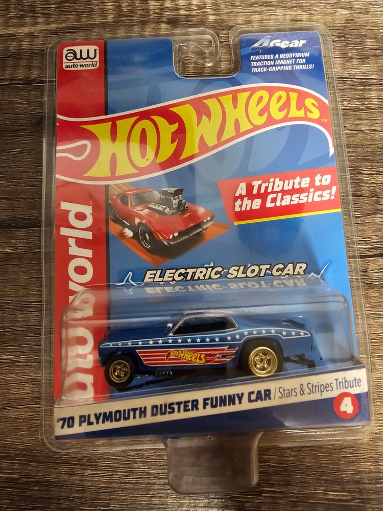 Autoworld HO Slot Car New Hot Wheels 1970 Plymouth Duster Funny Car Star Stripes