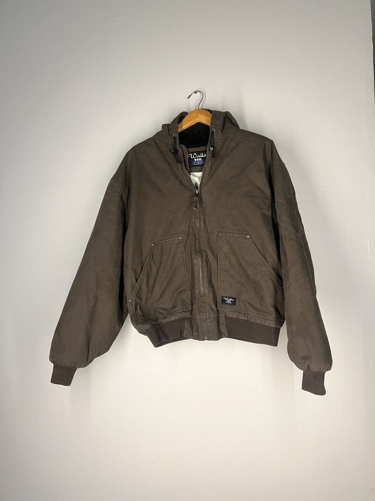 Walls Workwear Canvas Hooded Jacket XL – Vintage Brown Zip-Up Workwear Coat