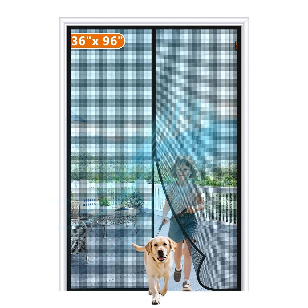 36 x 96 Inch Magnetic Screen Door with 38 x 97 Inch Strong Mesh